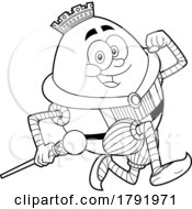 Cartoon Black And White Humpty Dumpty Egg King Running by Hit Toon