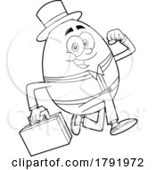 Poster, Art Print Of Cartoon Black And White Humpty Dumpty Egg Business Man Running