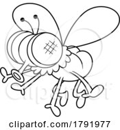 Cartoon Black And White Fly by Hit Toon