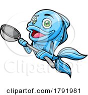 Cartoon Blue Goldfish Holding A Spoon