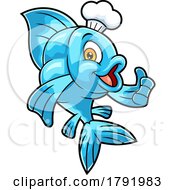 Poster, Art Print Of Cartoon Blue Chef Goldfish Giving A Thumb Up