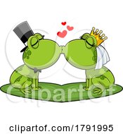 Poster, Art Print Of Cartoon Frog Wedding Couple Smooching