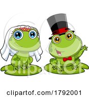 Poster, Art Print Of Cartoon Frog Bride And Groom