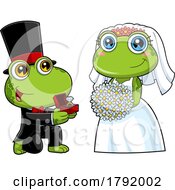 Poster, Art Print Of Cartoon Frog Wedding Couple
