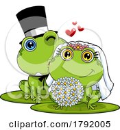 Poster, Art Print Of Cartoon Frog Wedding Couple