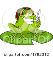 Cartoon Rasta Frog Smoking A Joint
