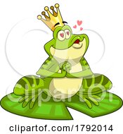 Poster, Art Print Of Cartoon Frog Prince Or King Wanting A Kiss