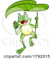 Cartoon Frog Holding Cash And A Leaf by Hit Toon