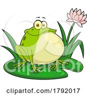Poster, Art Print Of Cartoon Frog On A Lily Pad