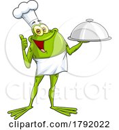 Poster, Art Print Of Cartoon Frog Chef Holding A Platter