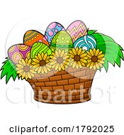 Easter Basket With Eggs And Sunflowers by Hit Toon