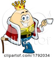 Cartoon Humpty Dumpty Egg King Holding Coffee by Hit Toon