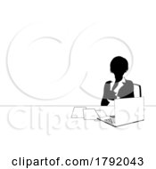 Poster, Art Print Of News Anchor Business Woman At Desk Silhouette