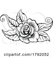 Poster, Art Print Of Roses Rose Tattoo Engraved Woodcut Etching Designs