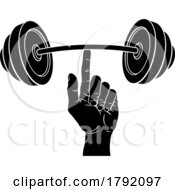 Poster, Art Print Of Weight Lifting Hand Finger Holding Barbell Concept