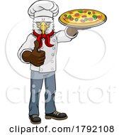 Poster, Art Print Of Eagle Pizza Chef Cartoon Restaurant Mascot