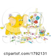 Poster, Art Print Of Cartoon Elephant Painting Flowers