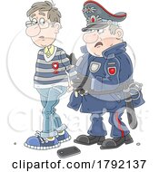 Cartoon Officer Cuffing A Man Under Arrest