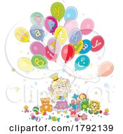 Poster, Art Print Of Cartoon Happy Birthday Greeting And Princess