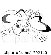Poster, Art Print Of Cartoon Black And White Flying Butterfly
