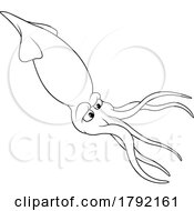 Cartoon Black And White Squid by dero