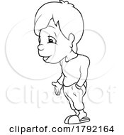 Poster, Art Print Of Cartoon Black And White Boy In Pjs