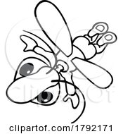 Poster, Art Print Of Cartoon Black And White Flying Beetle