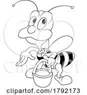 Cartoon Black And White Beetle With A Basket