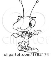 Cartoon Black And White Ant With Open Arms