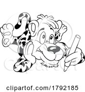 Poster, Art Print Of Cartoon Black And White Leopard Drawing