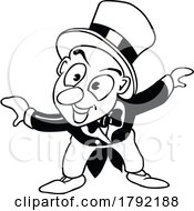 Cartoon Black And White Bowing Man