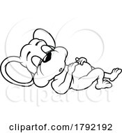 Cartoon Black And White Sleeping Mouse