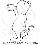 Cartoon Black And White Waving Mouse