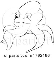 Cartoon Black And White Octopus