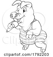 Cartoon Black And White Singing Pig by dero