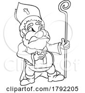 Poster, Art Print Of Cartoon Black And White Saint Nicholas