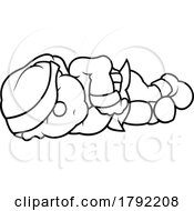 Cartoon Black And White Sleeping Dwarf