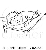 Poster, Art Print Of Cartoon Black And White Sleeping Dwarf