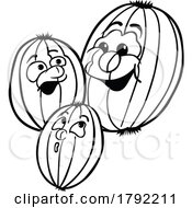 Cartoon Black And White Gooseberry Characters by dero