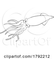Poster, Art Print Of Cartoon Black And White Squid