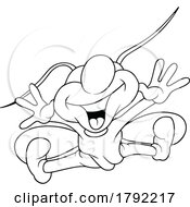 Cartoon Black And White Laughing Beetle