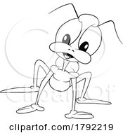 Cartoon Black And White Long Legged Beetle
