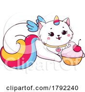 Poster, Art Print Of Unicorn Cat With A Cupcake