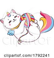 Poster, Art Print Of Unicorn Cat Playing With A Ball Of Yarn