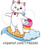 Poster, Art Print Of Unicorn Cat Surfing