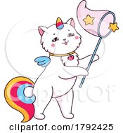 Poster, Art Print Of Unicorn Cat Catching Stars