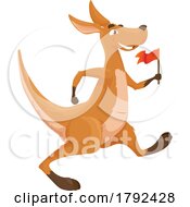 Poster, Art Print Of Kangaroo With A Flag