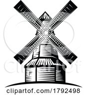 Poster, Art Print Of Black And White Windmill