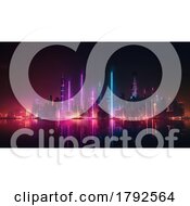 Futuristic City, Neon Light, Lights of a Large Metropolis, High rise Buildings by chrisroll #COLLC1792564-0134