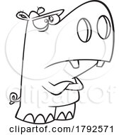 Poster, Art Print Of Cartoon Clipart Outline Stubborn Or Grumpy Hippo